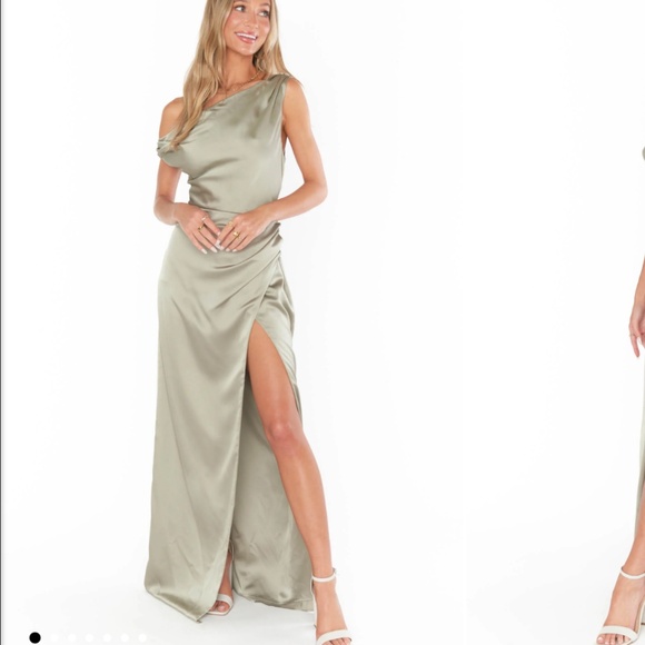 Show Me Your Mumu - Jodie Dress ~ Moss Green Luxe Satin - Small - Picture 1 of 5